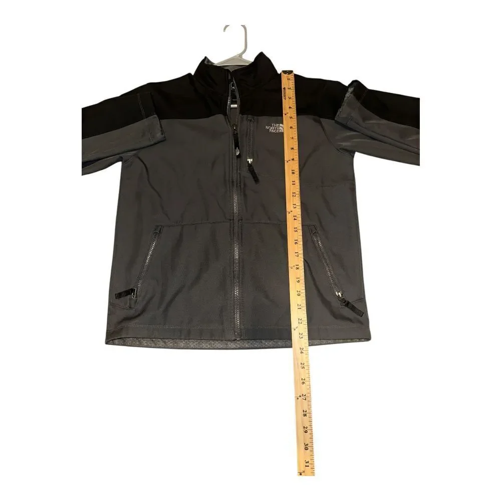 North Face Boys Gray/Black Soft Shell Fleece Lined Jacket, Large 14/16